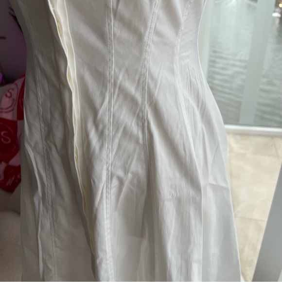 Theory Women’s White Scoop Neck Button Up Dress | US 0 - Picture 10 of 14